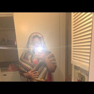 Women’s custom crocheted hooded shawl